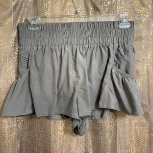 Free People Movement Get Your Flirt On Gym Running Shorts Olive Green Medium